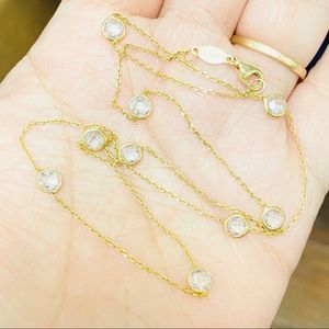 18" Turkey Gold Over Sterling Signed N-925 Stationed CZ? Necklace